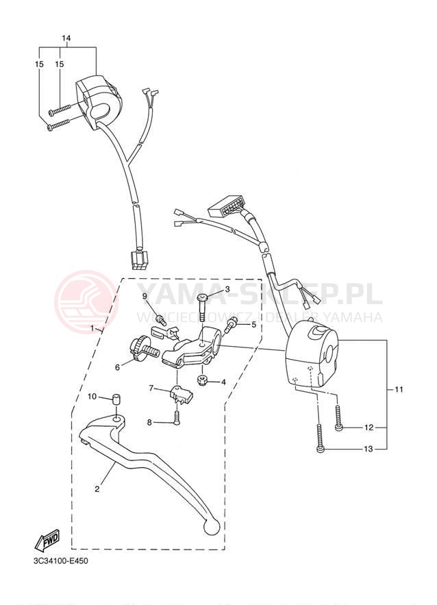 Schemat "Kierownica i osprzęt" do Yamaha FZ-1 CA FZS10VC/FZS10V