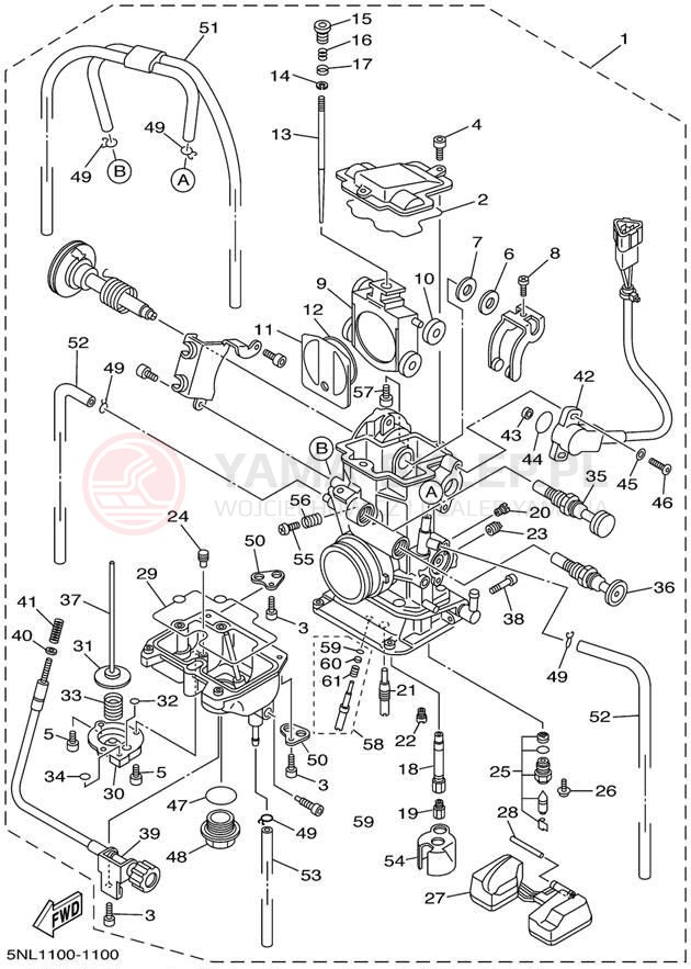 Schemat "Gaźnik" do Yamaha YZ250F YZ250FN