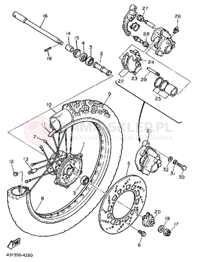 Schemat "Koło przód" do Yamaha XT600S/XT600SC