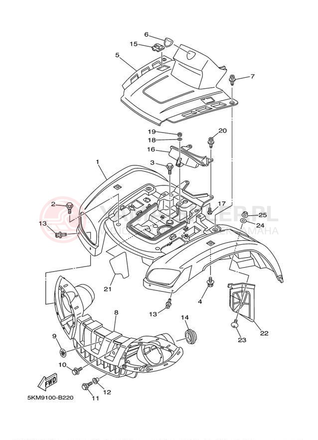 Schemat "Przedni błotnik" do Yamaha GRIZZLY 660 HUNTER YFM66FGHX