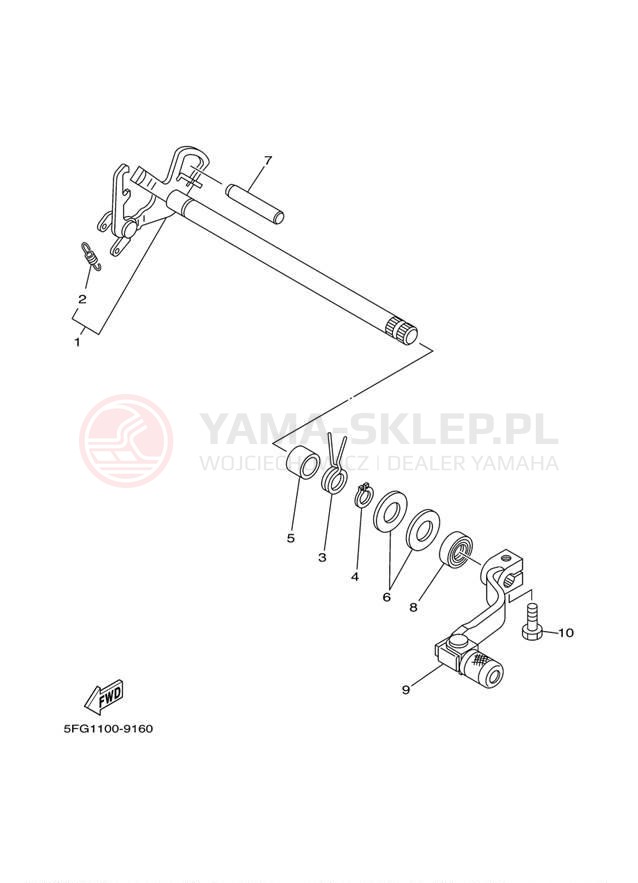 Schemat "Dźwignia zmiany biegów, wałek" do Yamaha TTR225 TTR225NC/TTR225N