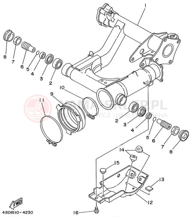 Schemat "wahacz" do Yamaha TIMBERWOLF 4WD YFB250FWK