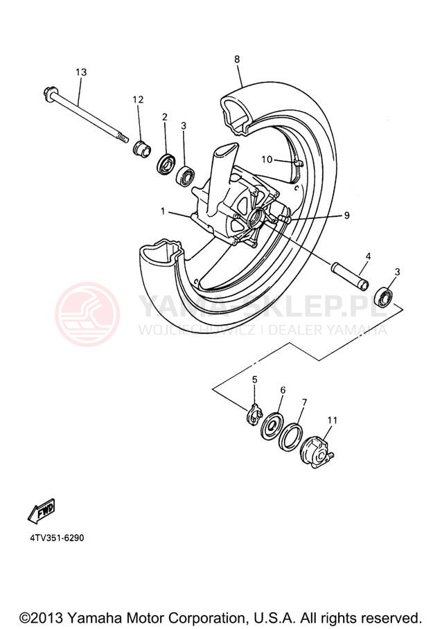 Schemat "Koło przód" do Yamaha YZF600R YZF600RVC/YZF600RV