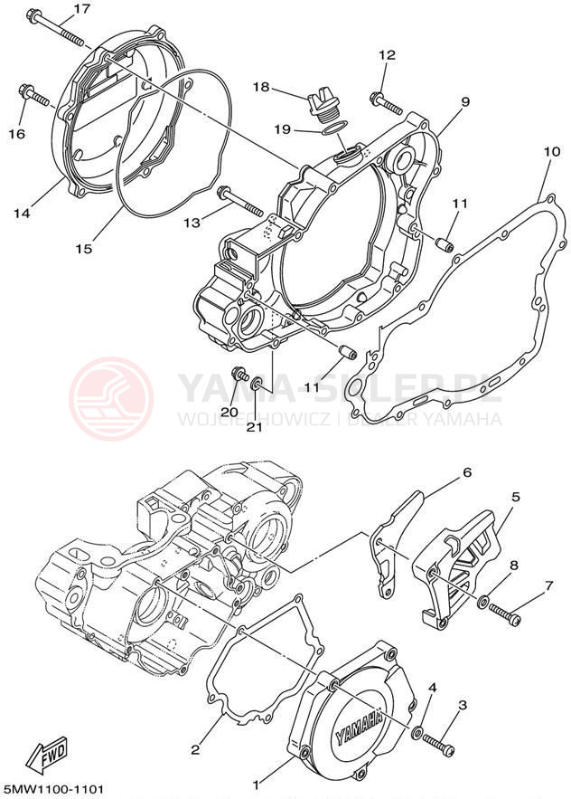 Schemat "Pokrywa silnika" do Yamaha YZ250 YZ250P
