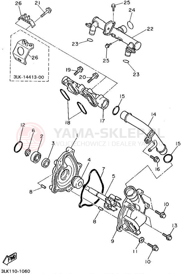 Schemat "Pompa wody" do Yamaha FZR1000G/FZR1000GC