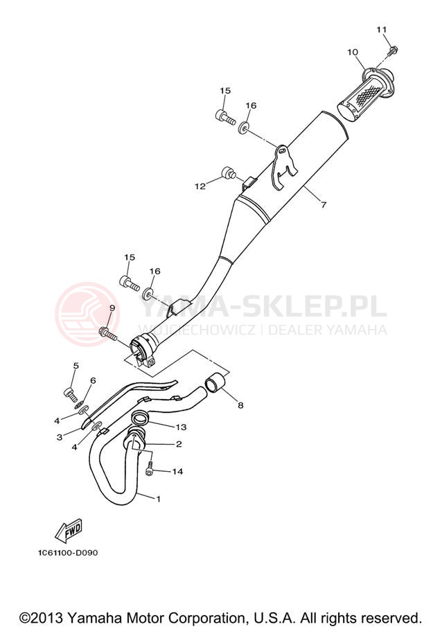 Schemat "Wydech końcowy" do Yamaha TT-R230 TTR230V