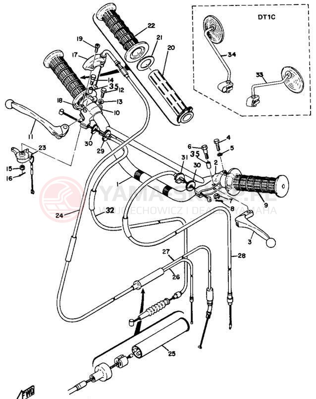 Schemat "Kierownica i osprzęt" do Yamaha DT1CMX/DT1C