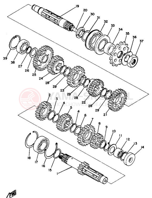 Schemat "Skrzynia biegów " do Yamaha DT1CMX/DT1C
