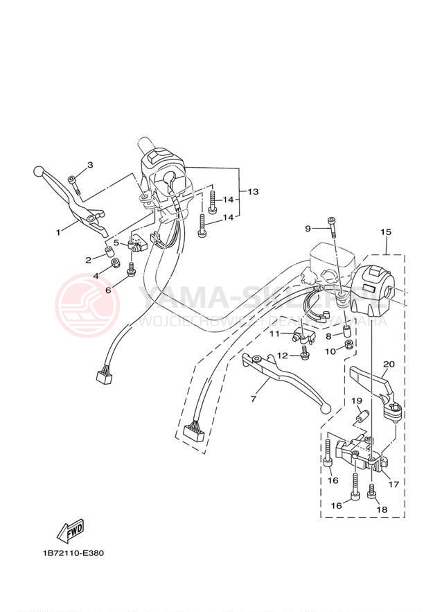 Schemat "Kierownica i osprzęt" do Yamaha MORPHOUS CP250XL