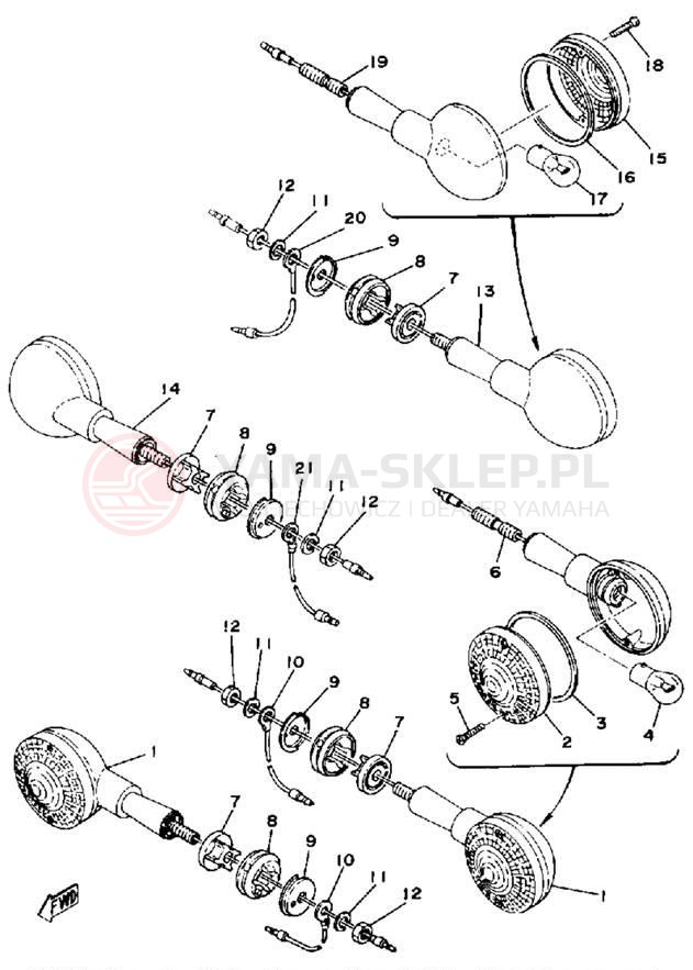 Schemat "kierunkowskazy" do Yamaha XS400D