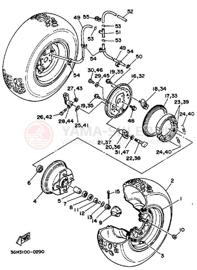 Schemat "Koło przód" do Yamaha MOTO-4 YFM250A