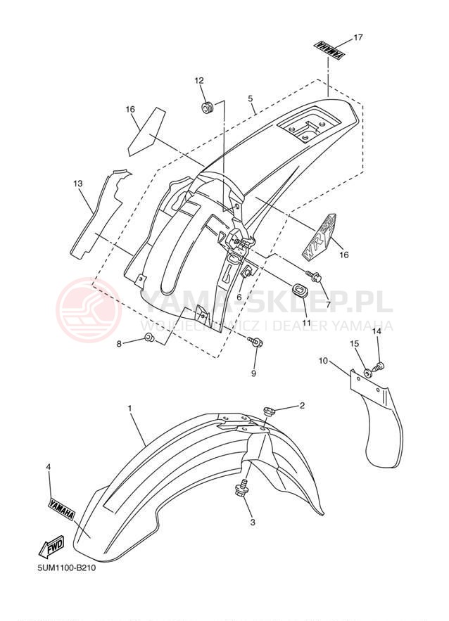 Schemat "błotnik" do Yamaha WR250F WR250FR