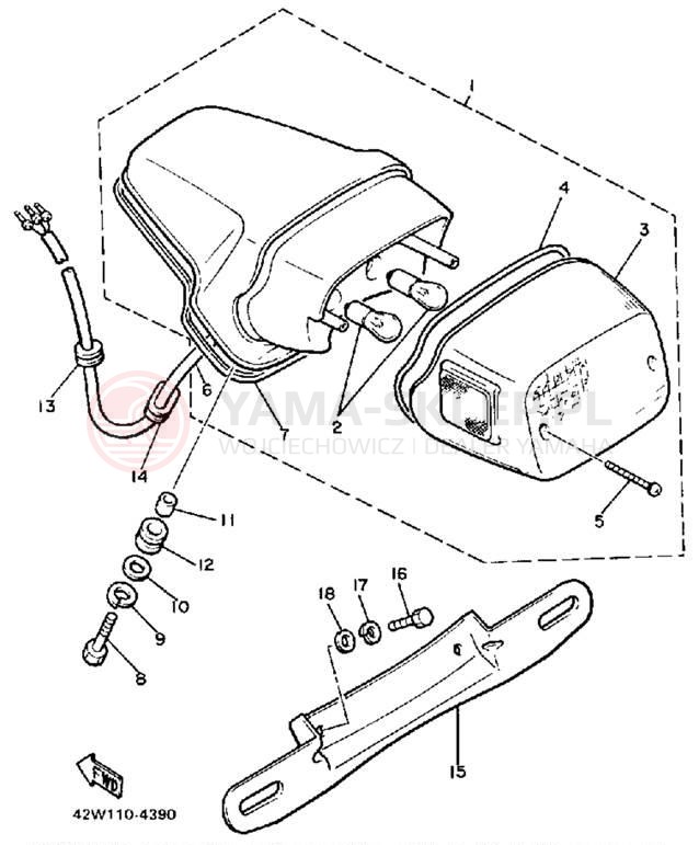 Schemat "lampa tył" do Yamaha VIRAGO 1000 XV1000LC/XV1000L