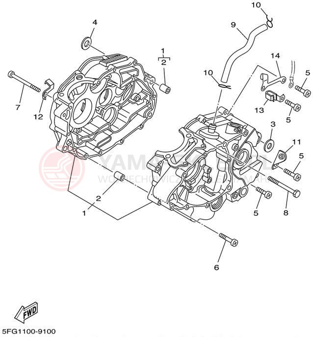 Schemat "Obudowa silnika" do Yamaha TTR225 TTR225PC/TTR225P