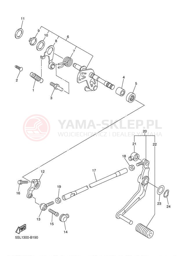 Schemat "Dźwignia zmiany biegów, wałek" do Yamaha YZFR6 YZFR6R/YZFR6RC