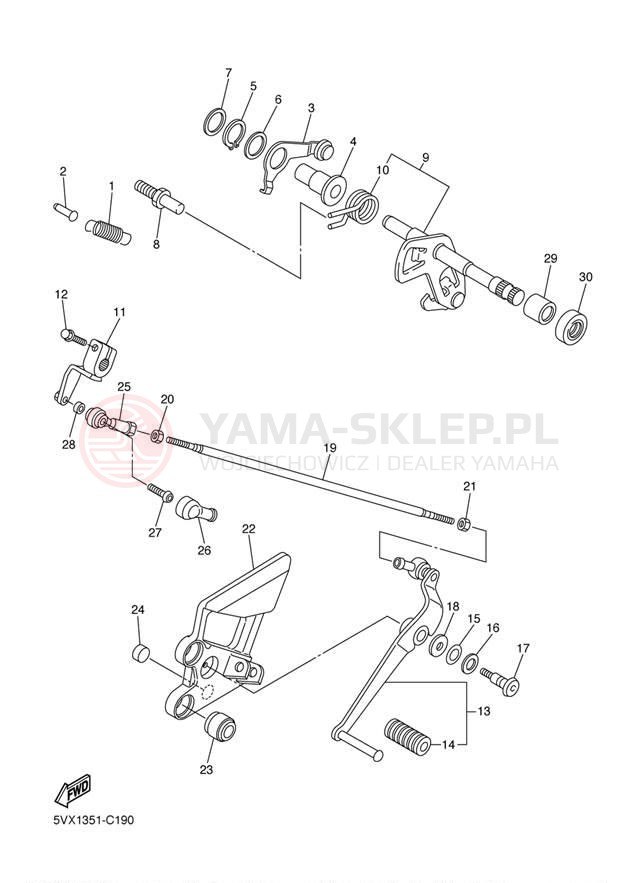 Schemat "Dźwignia zmiany biegów, wałek" do Yamaha FZ6 FZ600SSC/FZ600SS