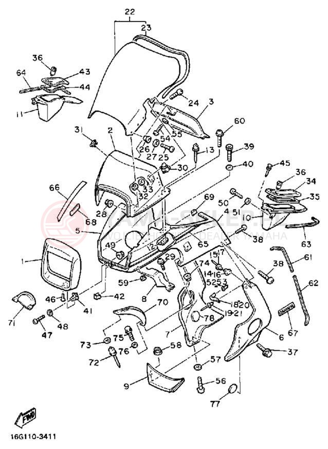 Schemat "Owiewki" do Yamaha XJ650LK