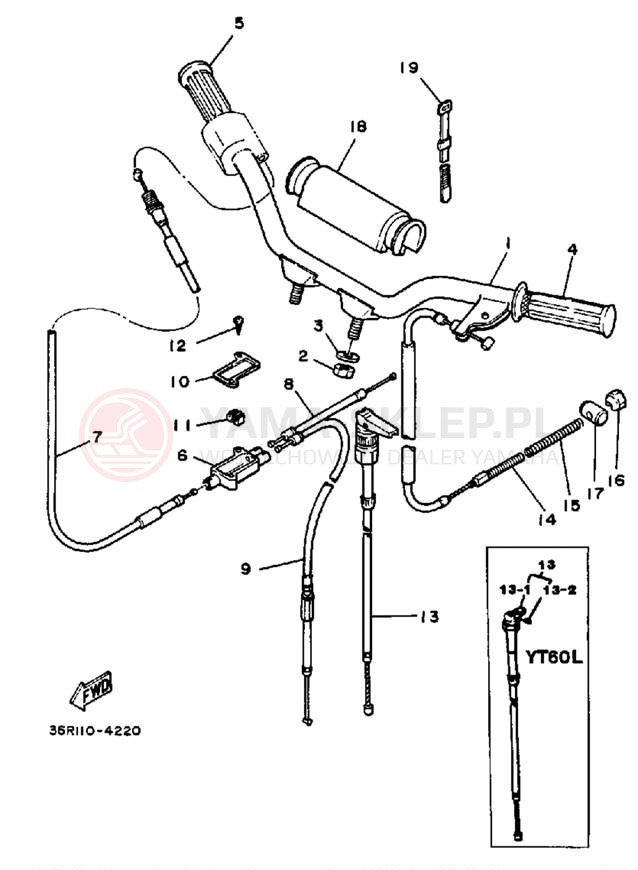Schemat "Kierownica i osprzęt" do Yamaha YT60N