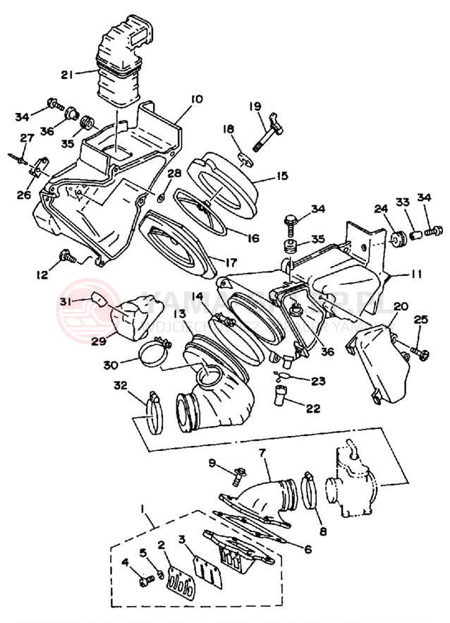 Schemat "Filtr powietrza" do Yamaha WR200RD