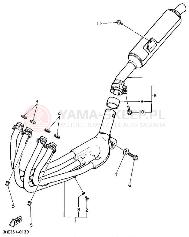 Schemat "Wydech końcowy" do Yamaha FZR600RA