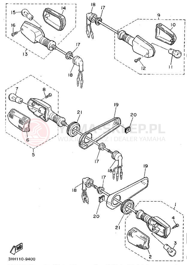 Schemat "kierunkowskazy" do Yamaha FZR600RFC
