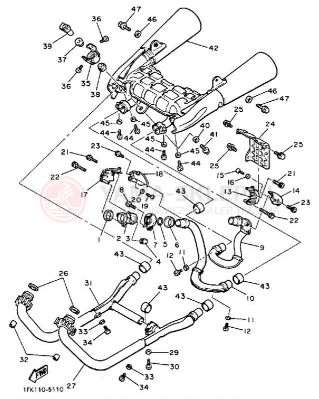 Schemat "Wydech końcowy" do Yamaha V MAX 1200 VMX12N/VMX12NC