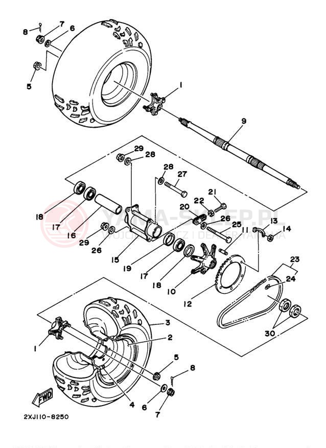 Schemat "Koło tył" do Yamaha BLASTER YFS200J_MN