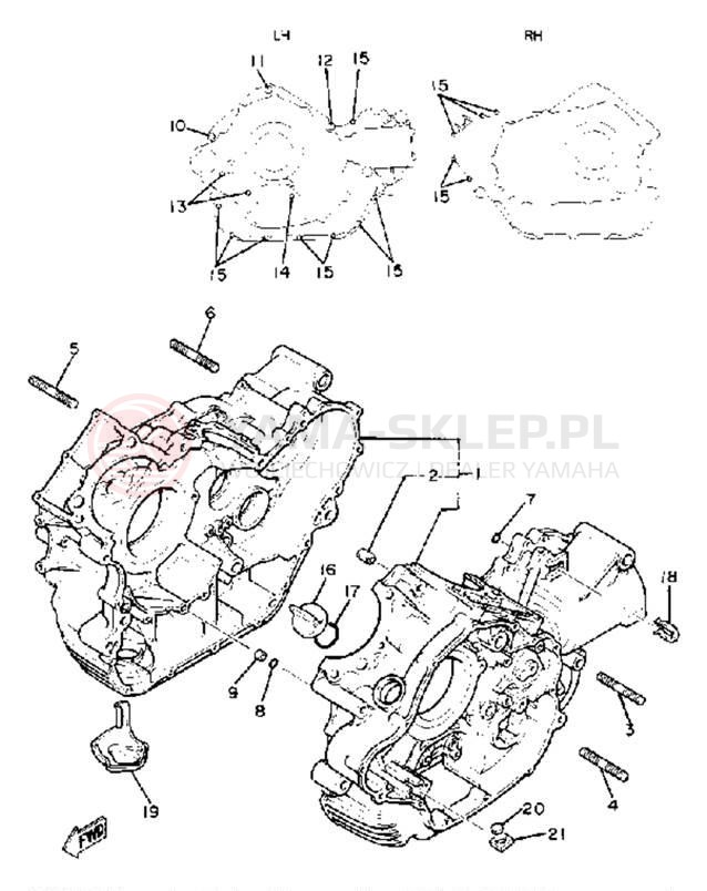 Schemat "Obudowa silnika" do Yamaha VIRAGO 750 XV750H