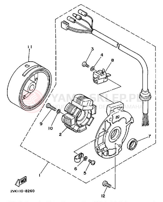 Schemat "prądnica" do Yamaha CG50EU