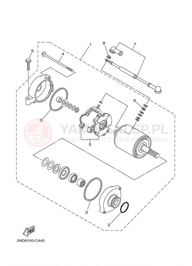 Schemat "rozrusznik" do Yamaha KODIAK 450 AUTO 4X4 YFM45FAS