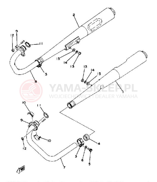 Schemat "Wydech końcowy" do Yamaha XS400-2E