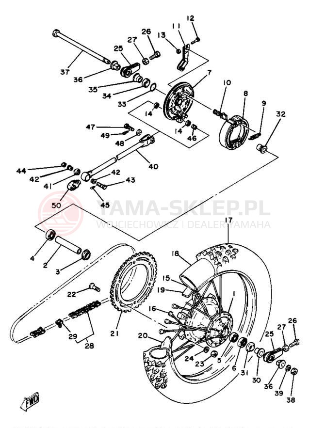 Schemat "Koło tył" do Yamaha YZ125H