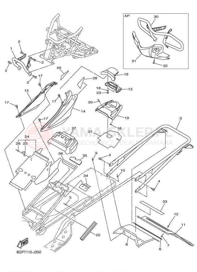 Schemat "zderzak" do Yamaha PHAZER MTX PZ50MTBW