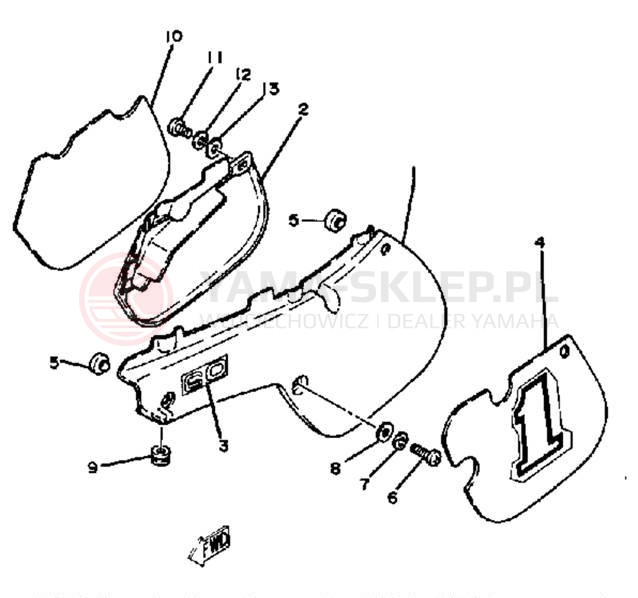 Schemat "Pokrywa boczna" do Yamaha YZ60K