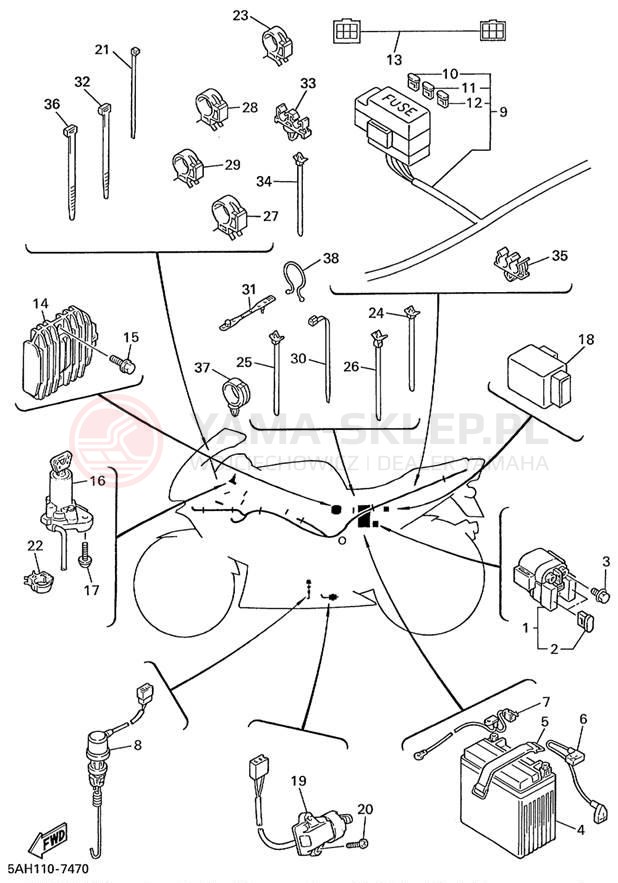 Schemat "układ elektryczny" do Yamaha YZF600R YZF600RL/YZF600RLC