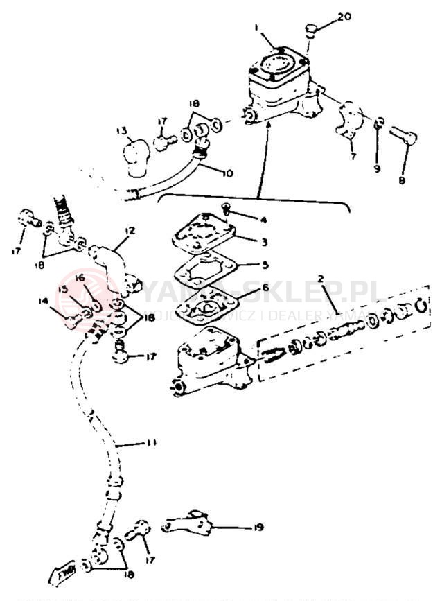 Schemat "Pompa hamulcowa przednia" do Yamaha XS650H