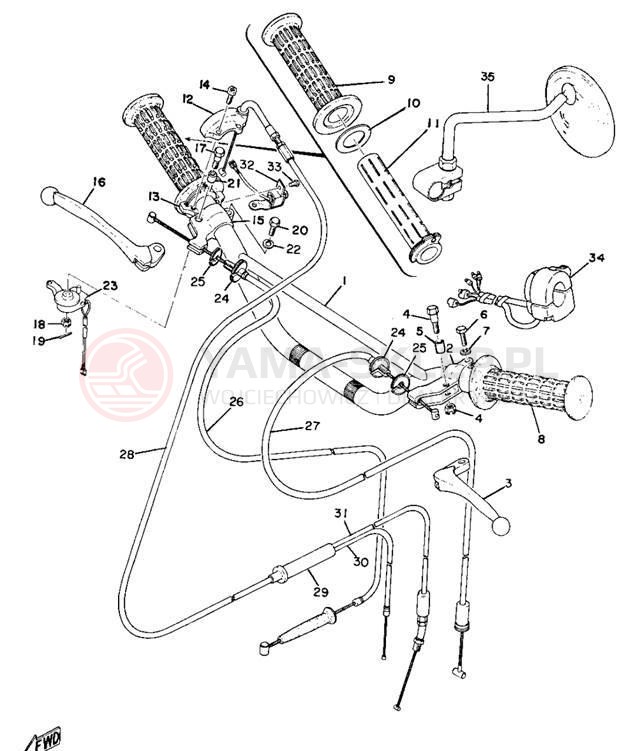 Schemat "Kierownica i osprzęt" do Yamaha AT1C/CT1C/AT1MX