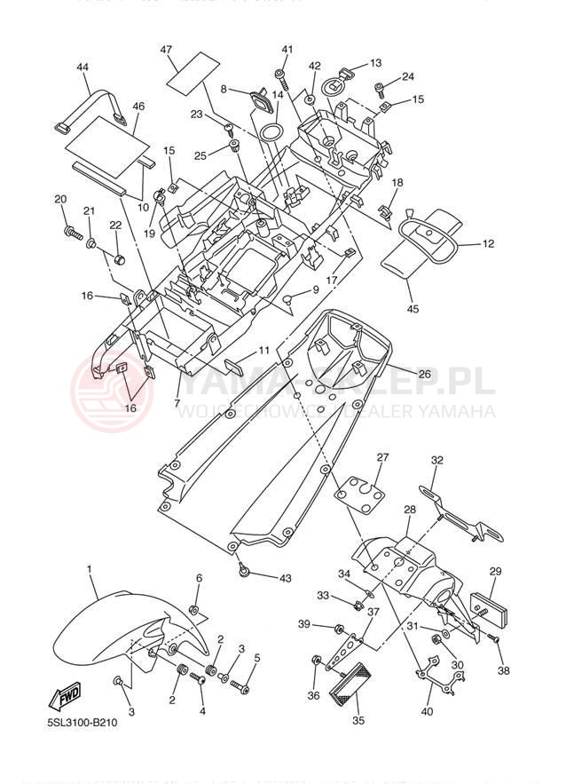 Schemat "błotnik" do Yamaha YZFR6 YZFR6R/YZFR6RC