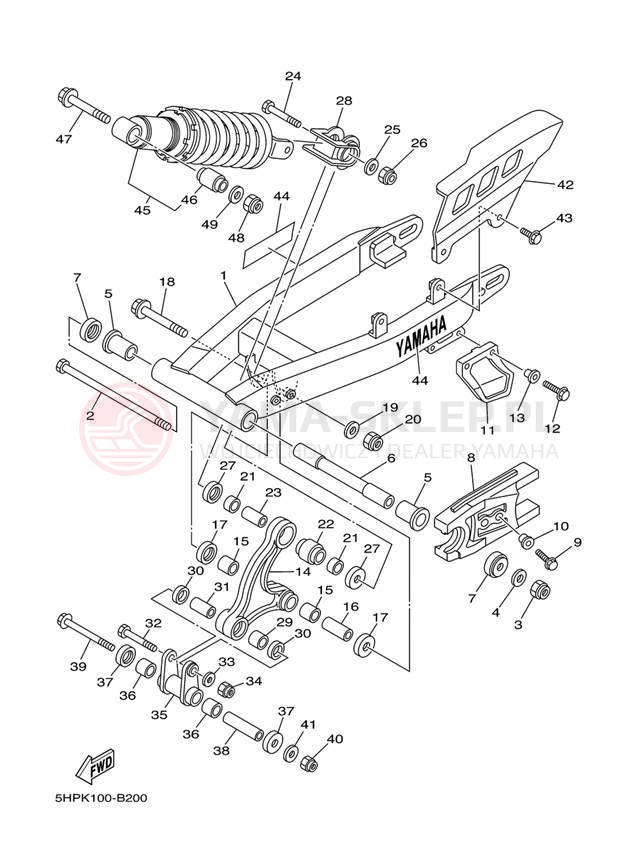 Schemat "wahacz, zawieszenie tył" do Yamaha TT-R125E TTR125ET/TTR125LET