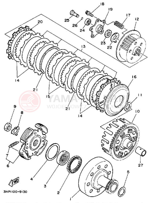 Schemat "sprzęgło" do Yamaha MOTO-4 YFM350ERA