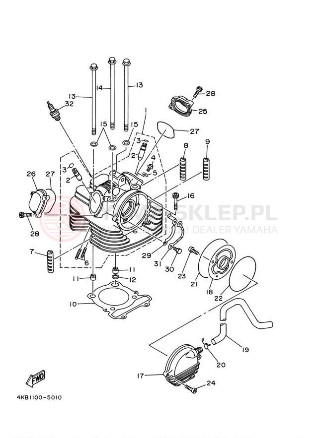 Schemat "głowica" do Yamaha WOLVERINE YFM350FXN