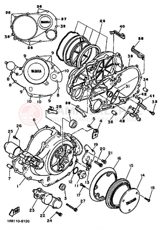 Schemat "Pokrywa silnika" do Yamaha VIRAGO 700 XV700SS/XV700SSC