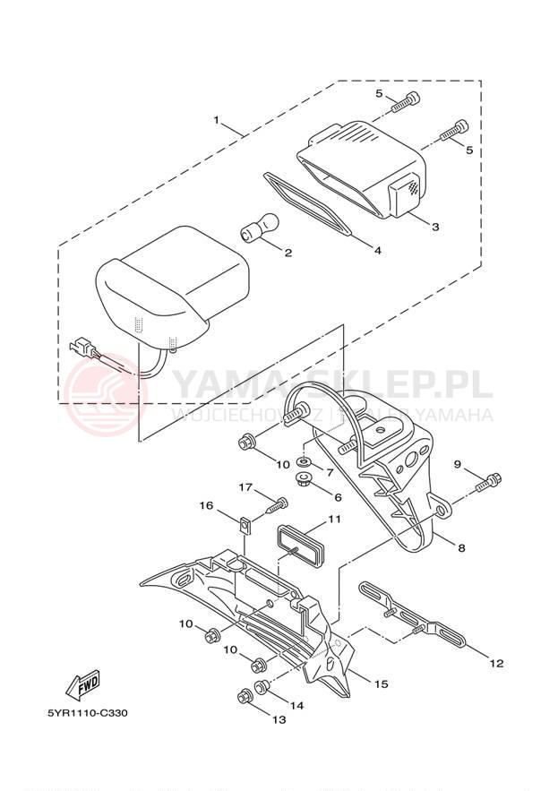 Schemat "lampa tył" do Yamaha VINO 125 YJ125W