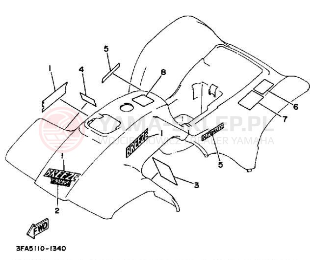 Schemat "naklejki" do Yamaha BREEZE YFA1B