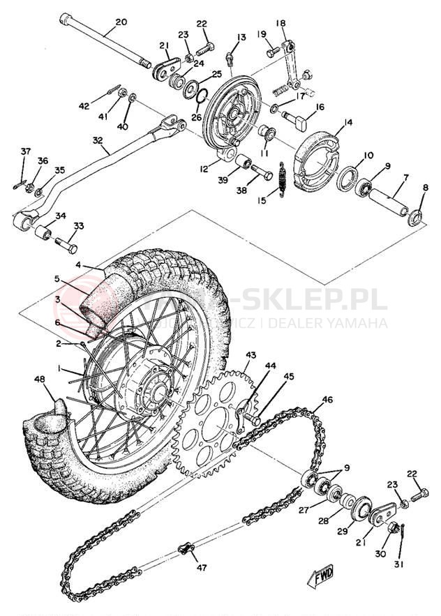 Schemat "Koło tył" do Yamaha MX360A/MX250A