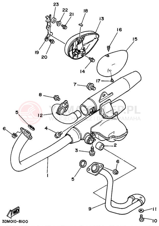 Schemat "Wydech końcowy" do Yamaha VIRAGO 250 XV250G/XV250GC