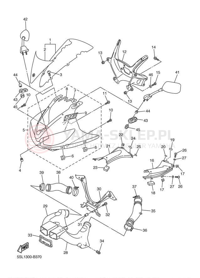 Schemat "elementy nadwozia" do Yamaha YZFR6 YZFR6R/YZFR6RC