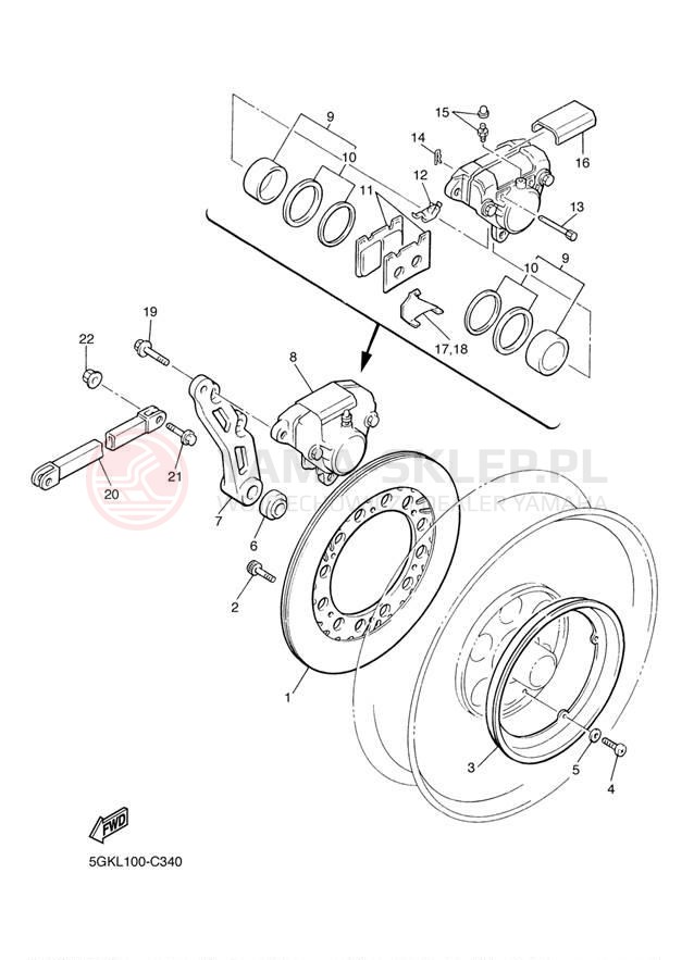 Schemat "Hamulce tył" do Yamaha V-MAX VMX12S1/VMX12SC1