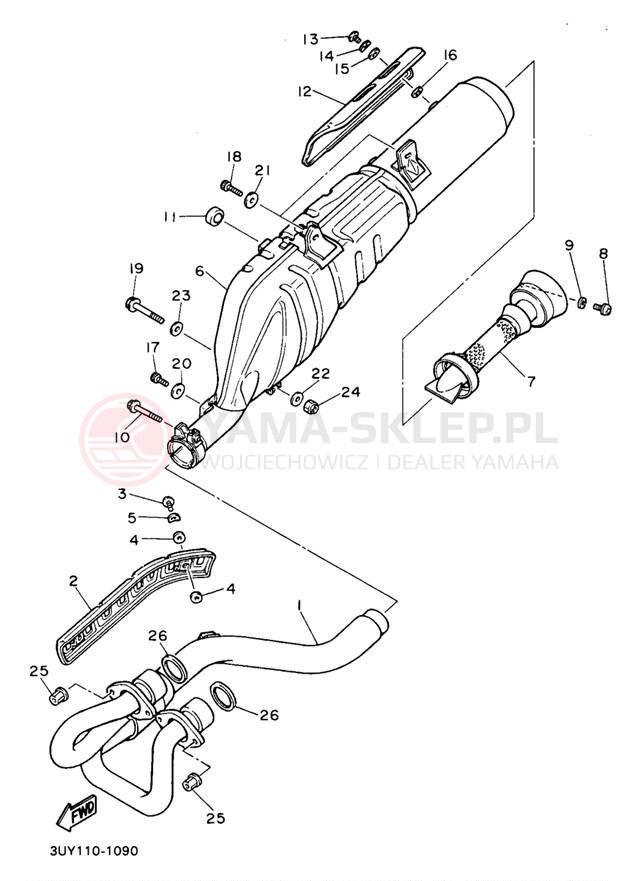 Schemat "Wydech końcowy" do Yamaha XT600ED/XT600EDC