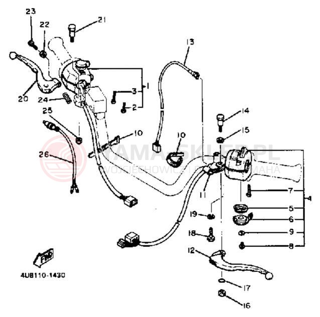 Schemat "Kierownica i osprzęt" do Yamaha XJ550RK